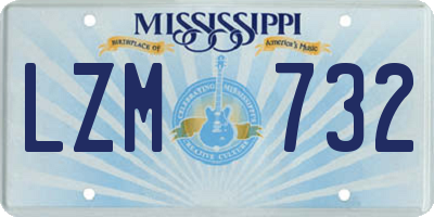 MS license plate LZM732