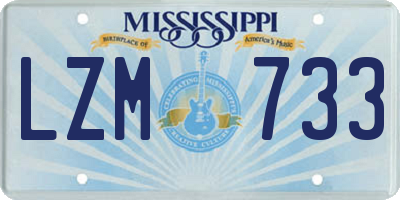 MS license plate LZM733