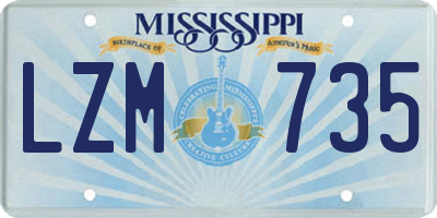 MS license plate LZM735