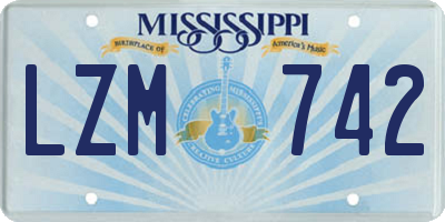 MS license plate LZM742