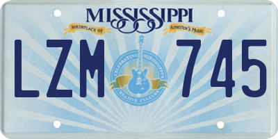 MS license plate LZM745