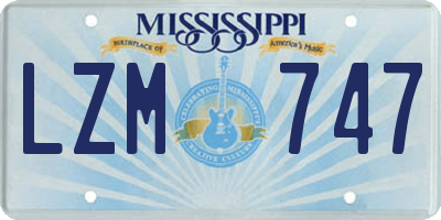 MS license plate LZM747