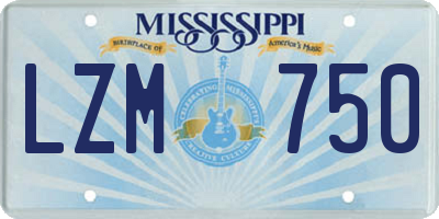 MS license plate LZM750