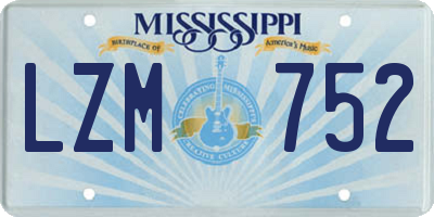 MS license plate LZM752