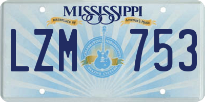 MS license plate LZM753
