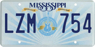 MS license plate LZM754