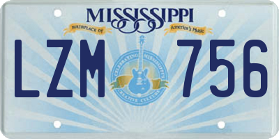 MS license plate LZM756