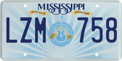 MS license plate LZM758