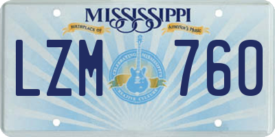 MS license plate LZM760