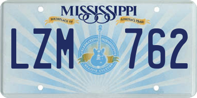 MS license plate LZM762