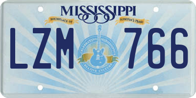 MS license plate LZM766