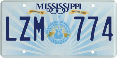 MS license plate LZM774