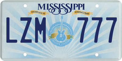 MS license plate LZM777