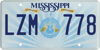 MS license plate LZM778