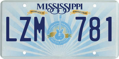 MS license plate LZM781