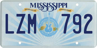 MS license plate LZM792