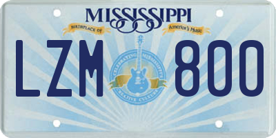 MS license plate LZM800