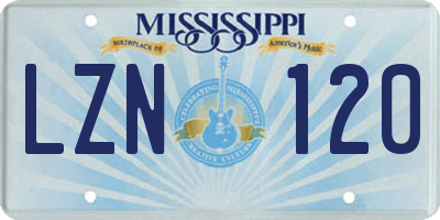 MS license plate LZN120