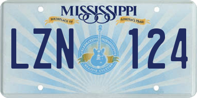 MS license plate LZN124
