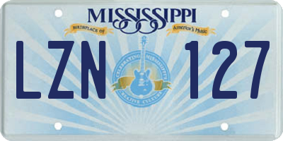 MS license plate LZN127
