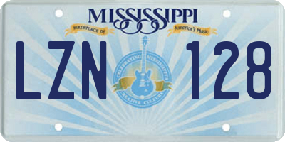 MS license plate LZN128
