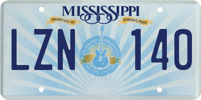 MS license plate LZN140