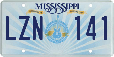 MS license plate LZN141