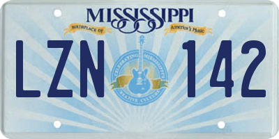 MS license plate LZN142