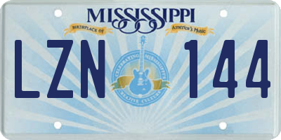 MS license plate LZN144