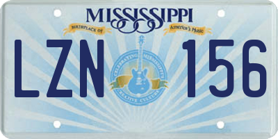 MS license plate LZN156