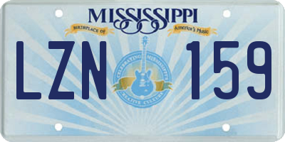 MS license plate LZN159