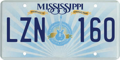 MS license plate LZN160