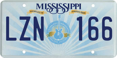 MS license plate LZN166