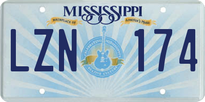 MS license plate LZN174