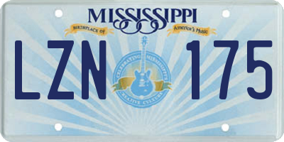 MS license plate LZN175