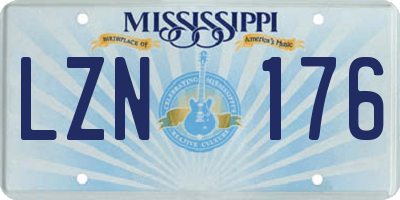 MS license plate LZN176