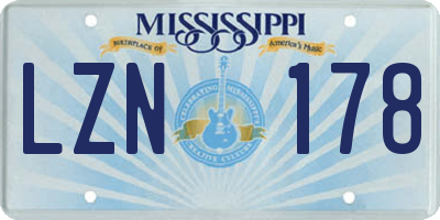 MS license plate LZN178
