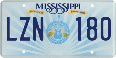 MS license plate LZN180
