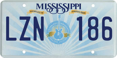 MS license plate LZN186