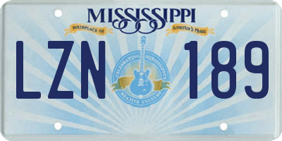 MS license plate LZN189
