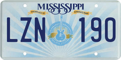 MS license plate LZN190