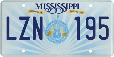 MS license plate LZN195