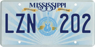 MS license plate LZN202