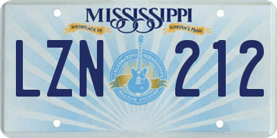 MS license plate LZN212