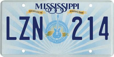 MS license plate LZN214