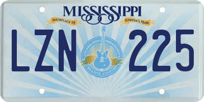 MS license plate LZN225