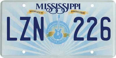 MS license plate LZN226