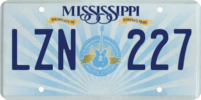 MS license plate LZN227