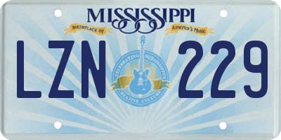 MS license plate LZN229