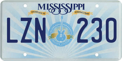 MS license plate LZN230